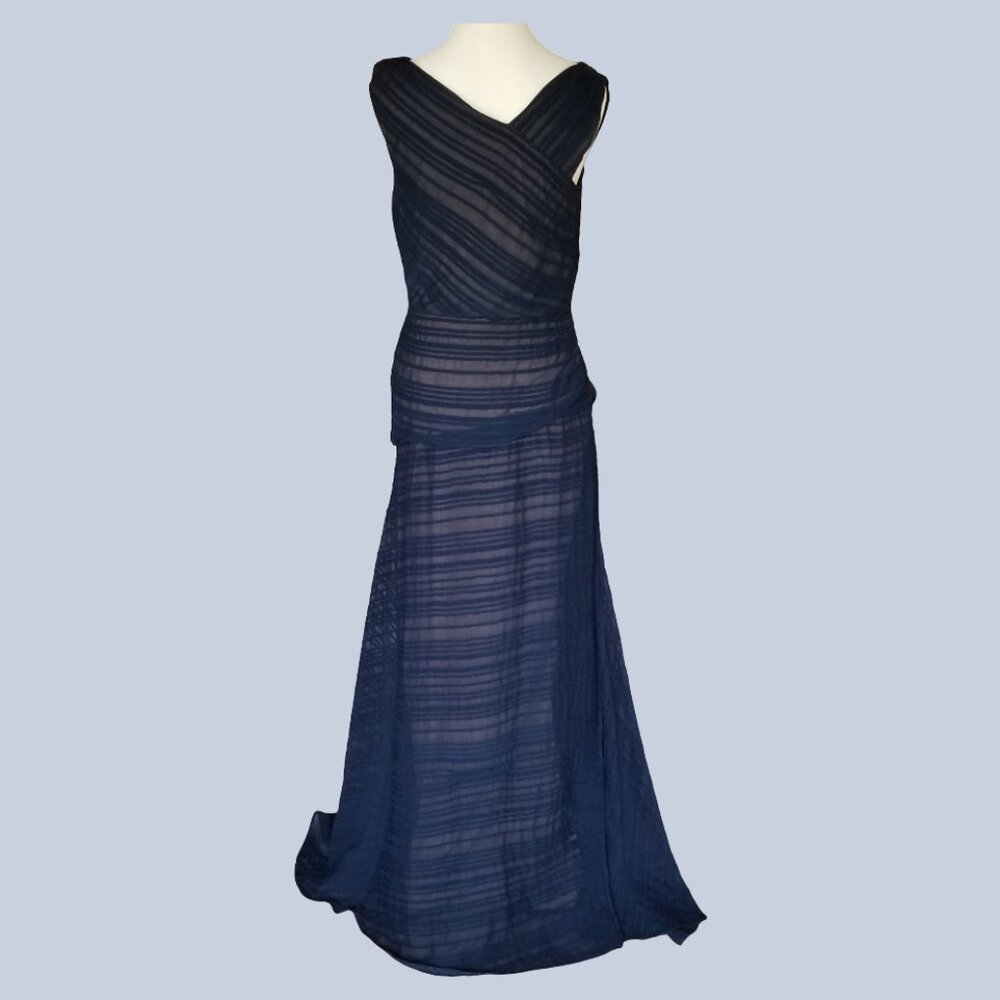 Tadashi Shoji Navy Asymmetric Draped Dress
